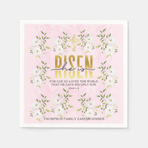 He Is Risen Religious Christian Quote Easter Napkins