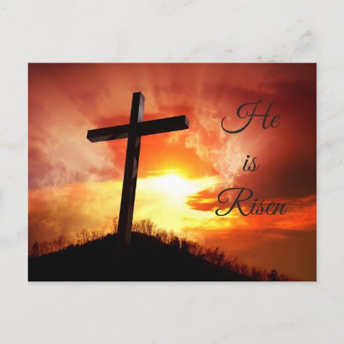 He is Risen Religious Crosses Easter Postcard