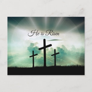 He is Risen, Religious Crosses Easter Postcard