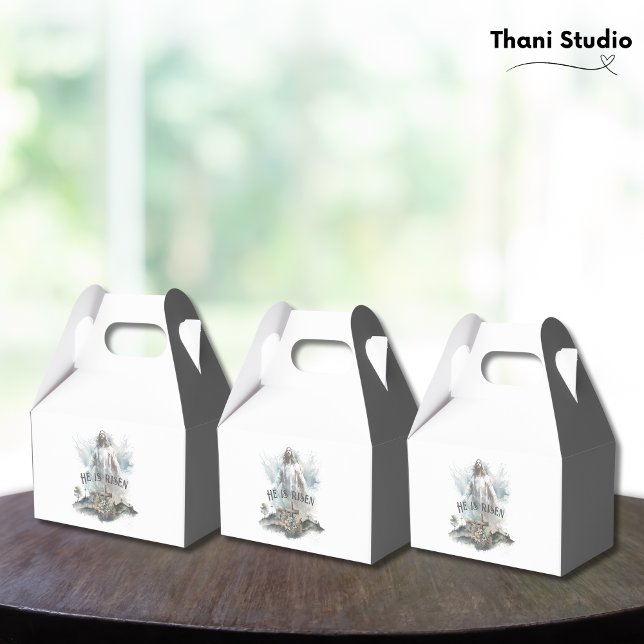 He is Risen Religious Easter Christian Cross Favor Boxes (Creator Uploaded)