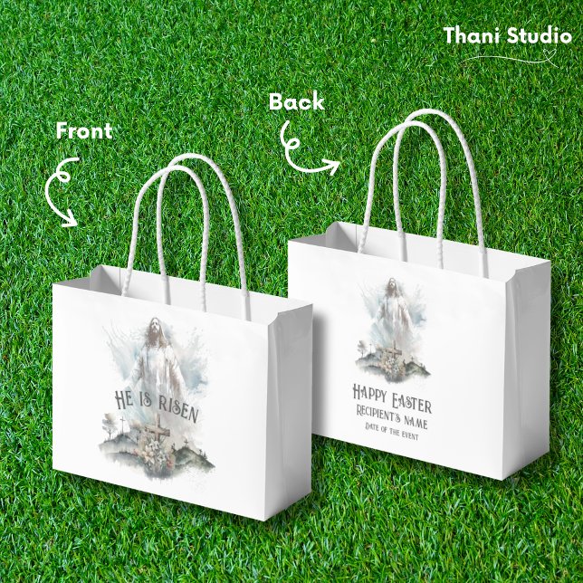 He is Risen Religious Easter Christian Cross Large Gift Bag (Creator Uploaded)