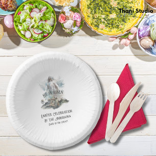 He is Risen Religious Easter Christian Cross Paper Bowls