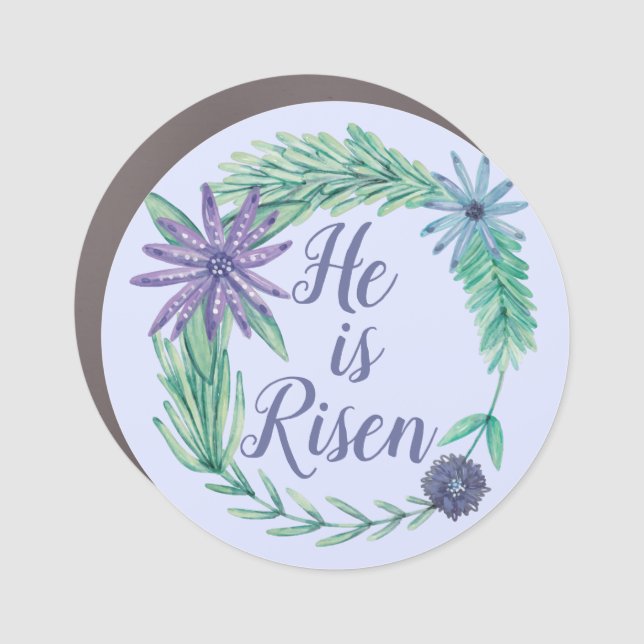 He is Risen Religious Easter Floral Christian Car Magnet (Front)