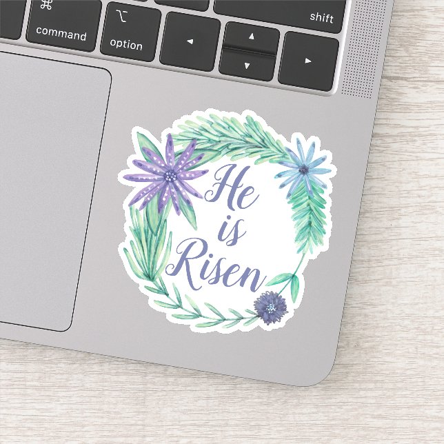 He is Risen Religious Easter Floral Christian Sticker (Detail)