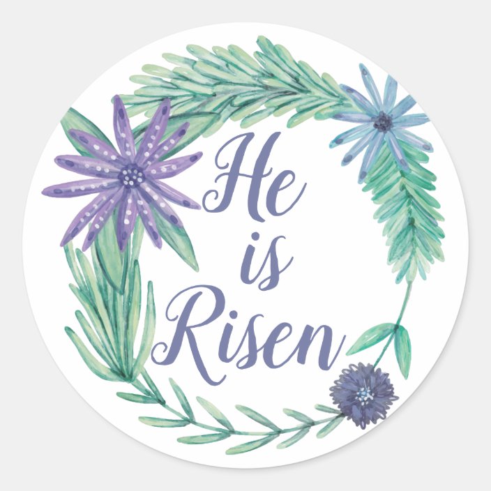 He is Risen Religious Easter Floral Classic Round Sticker