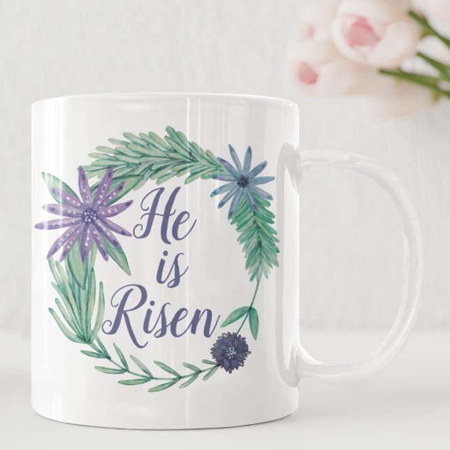 He is Risen Religious Easter Floral Coffee Mug (Creator Uploaded)