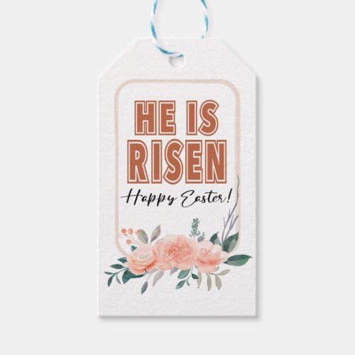He Is Risen Religious Easter Floral Gift Tag