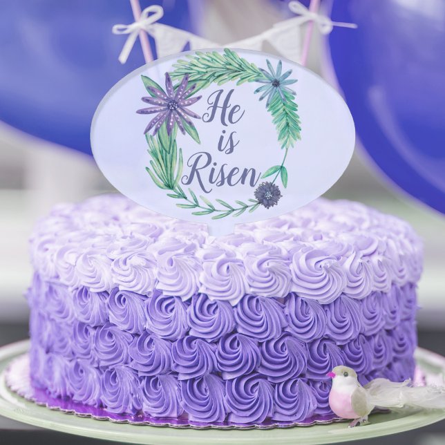 He is Risen Religious Easter Floral Party Cake Topper (Creator Uploaded)