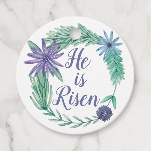 He is Risen Religious Floral Easter Party Favor Tags