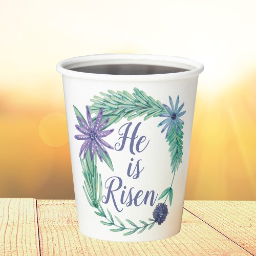 He is Risen Religious Floral Easter Party Paper Cups