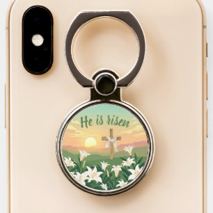 "He is risen" Resurrection Morning Sunrise Easter Phone Ring Stand