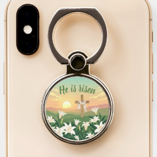 "He is risen" Resurrection Morning Sunrise Easter Phone Ring Stand