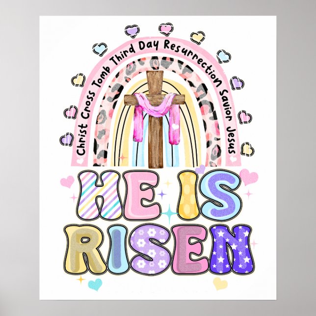 he is risen, retro, vintage poster (Front)