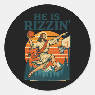 He Is Risen Rizzin Easter Christian Faith Jesus Ba Classic Round Sticker