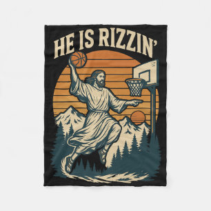 He Is Risen Rizzin Easter Christian Faith Jesus Ba Fleece Blanket