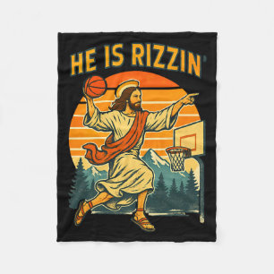 He is risen rizzin easter christian faith jesus ba fleece blanket