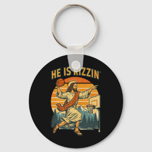 He Is Risen Rizzin Easter Christian Faith Jesus Ba Keychain
