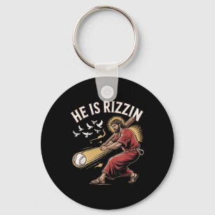 He Is Risen Rizzin Easter Jesus Christian Faith Ba Keychain