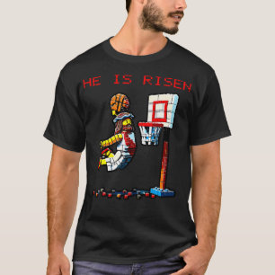 He Is Risen Rizzin Video Gamer Games Pixel Jesus B T-Shirt