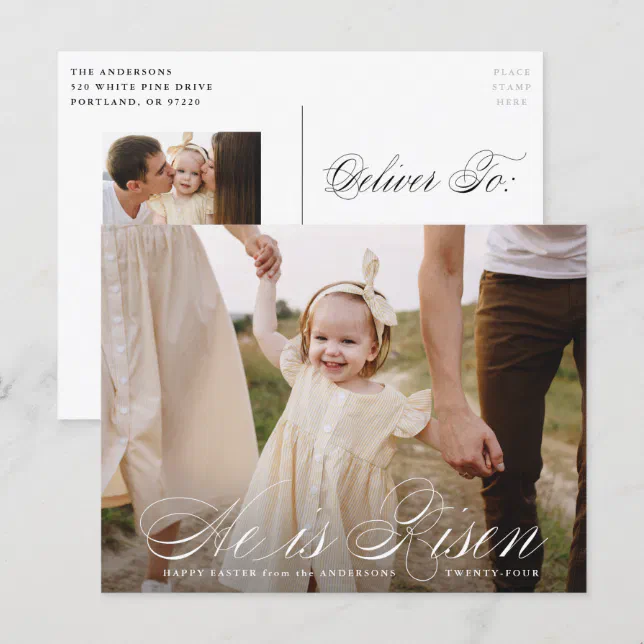 He is Risen Script Easter Photo Holiday Postcard | Zazzle
