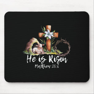 He Is Risen Sheep Lamb Cross Jesus Christian Easte Mouse Pad