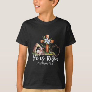 He Is Risen Sheep Lamb Cross Jesus Christian Easte T-Shirt