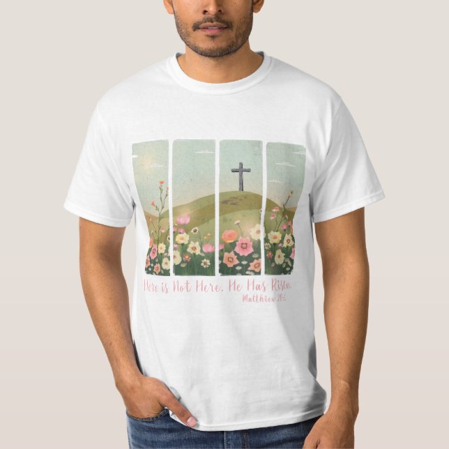He Is Risen Shirt Easter Christian Cross (Front)