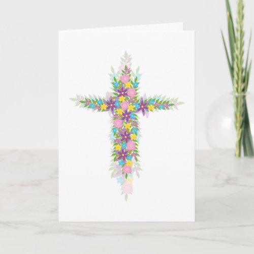 He is Risen Spring Flower Cross for Easter Holiday Card