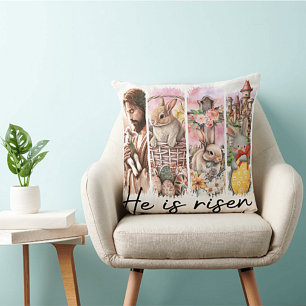 He is Risen Square Throw Pillow