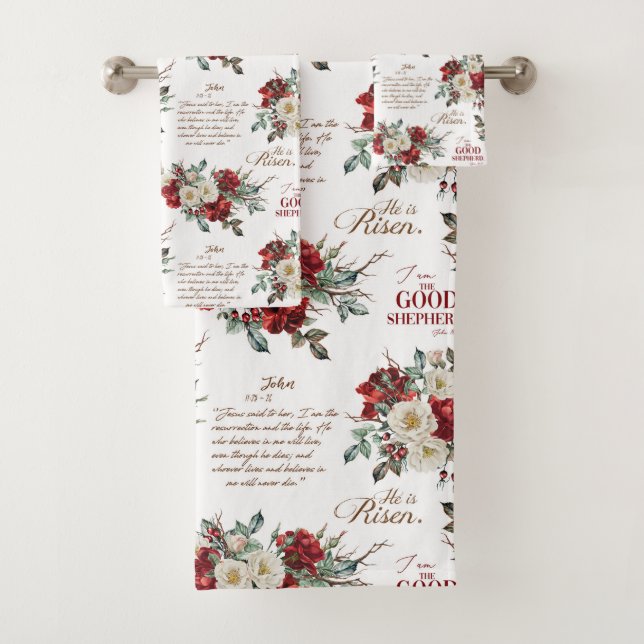 He is Risen The Good Shepherd Book of John Bath Towel Set (Insitu)
