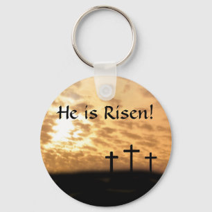 He is Risen! Three Crosses and Sunset Key Chain