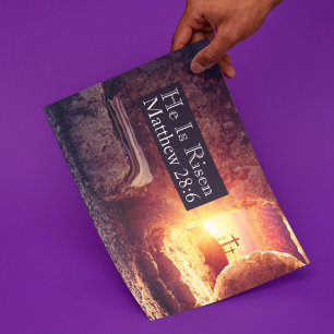 He Is Risen Three Crosses Empty Tomb Easter Card