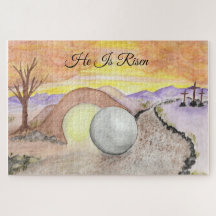 "He Is Risen" Tomb Watercolor