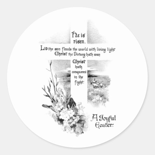 He Is Risen Vintage Christian Easter Classic Round Sticker