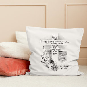 He Is Risen Vintage Christian Easter Throw Pillow