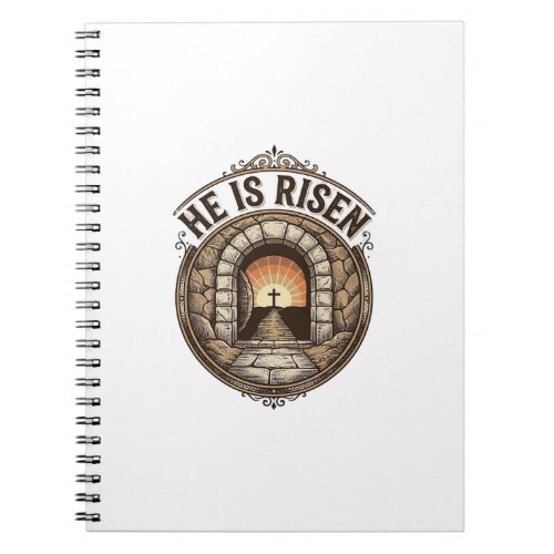 He Is Risen Vintage Easter Cross Shirt Notebook