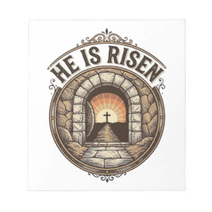 He Is Risen Vintage Easter Cross Shirt Notepad