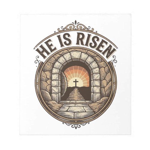 He Is Risen Vintage Easter Cross Shirt Notepad