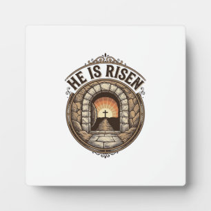 He Is Risen Vintage Easter Cross Shirt Plaque