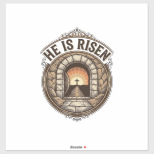 He Is Risen Vintage Easter Cross Shirt Sticker