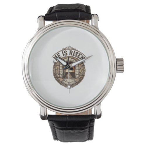He Is Risen Vintage Easter Cross Shirt Watch