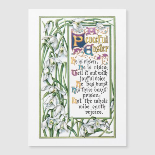 He Is Risen Vintage Easter Text with Snowdrops