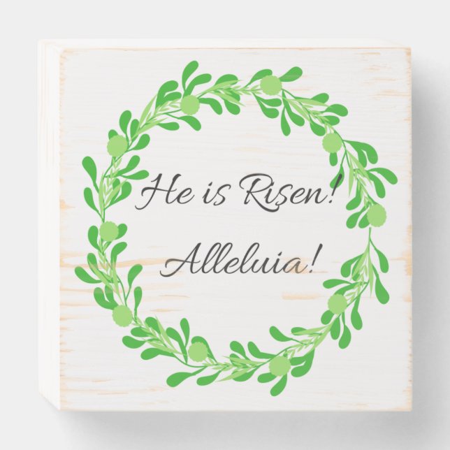 He Is Risen Wall Art Wooden Box Sign (Front Horizontal)