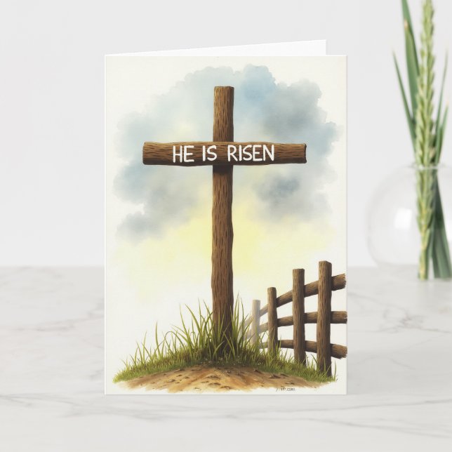 He Is Risen Watercolor Art Card (Front)