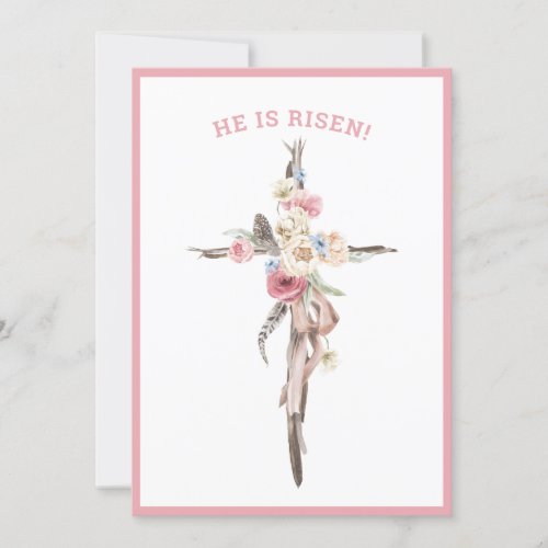 He Is Risen  Watercolor Cross  Easter Card