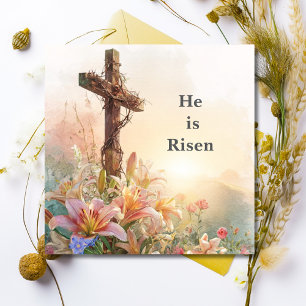 He Is Risen Watercolor Easter Card