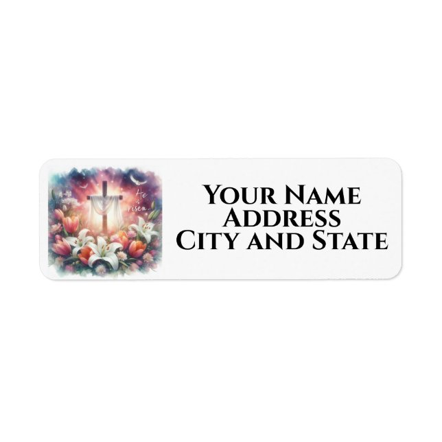 He is Risen Watercolor Easter Label (Front)