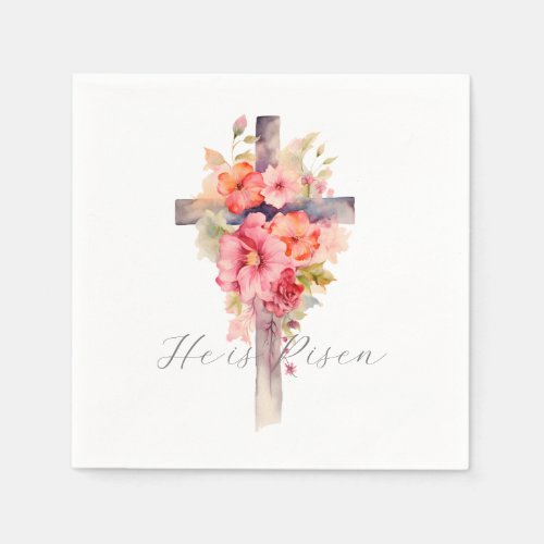 He is Risen Watercolor Floral Easter Napkins