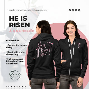 "He is Risen" Women's Bella+Canvas Full-Zip Hoodie