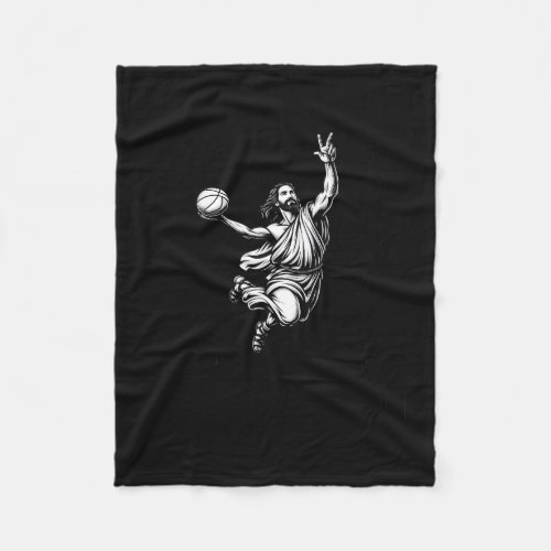 He Is Rizzin Basketball Ugly Christmas  Fleece Blanket